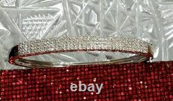 Wow! Macy's Sterling Silver 1-1+ Carat Genuine Diamond Paved Bangle Bracelet New