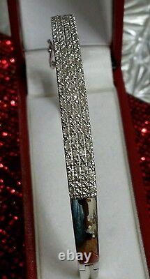 Wow! Macy's Sterling Silver 1-1+ Carat Genuine Diamond Paved Bangle Bracelet New