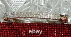 Wow! Macy's Sterling Silver 1-1+ Carat Genuine Diamond Paved Bangle Bracelet New