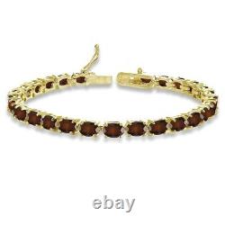 Yellow 925 Sterling Silver 6X4mm Garnet Oval-cut Tennis Bracelet For Women 7.5