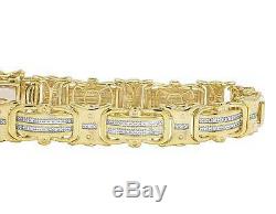 Yellow Gold Finish Real Diamond Designer Men's Pave Bracelet 1/2 CT 8 12MM