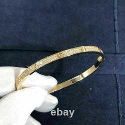 Yellow Gold Plated 4CT Simulated Diamond Love Women's 7.5 Fine Bangle Bracelet