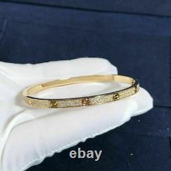 Yellow Gold Plated 4CT Simulated Diamond Love Women's 7.5 Fine Bangle Bracelet